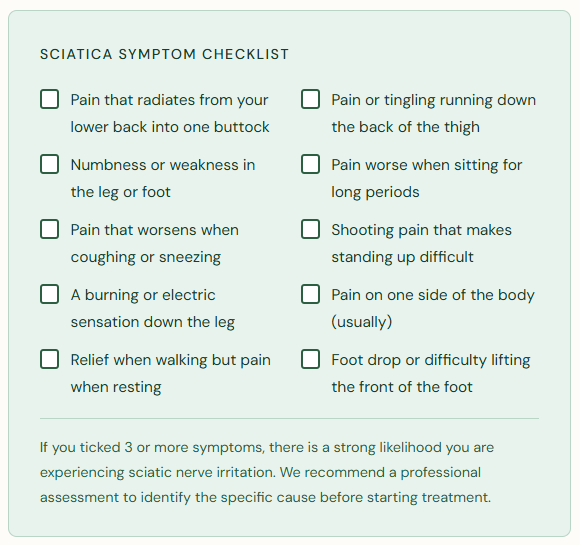 Sciatica Symptom Checklist